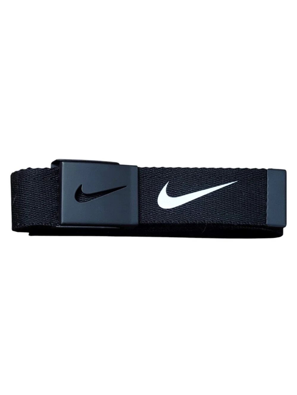 Nike Web Belt Black White Swoosh Adjustable One Size Unisex